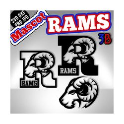 rams - mascot & letter team logo, sublimation/cut file, t shirts and more