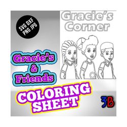 coloring sheet - gracie's corner with friends - activity sheet - svg digital download for cutting diy art