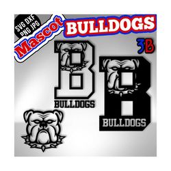 bulldogs - macot & letter team logo, sublimation/cut file, t shirts and more