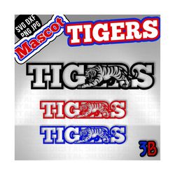 tigers - macot & name team logo, sublimation/cut file, t shirts and more