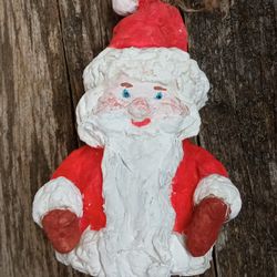 handmade paper-mache figurine christmas tree decoration santa claus