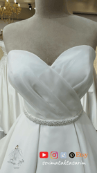 draped strapless a line wedding dress