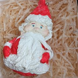 handmade paper-mache figurine christmas tree decoration santa claus