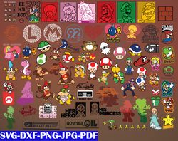 super mario svg, bundles super mario svg, png,dxf, pdf, jpg...