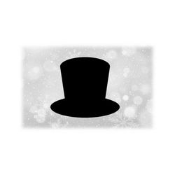 holiday clipart:  simple easy solid black top hat like for a magician, christmas snowman, or other formal theme - digital download svg & png