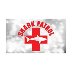 medical clipart: bold red cross / plus with words 'shark patrol' curved around it for beach lifeguards - digital download svg png dxf pdf