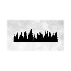 nature clipart: black silhouettes of natural horizon of pine or evergreen trees - inspired by rocky mountains - digital download svg & png