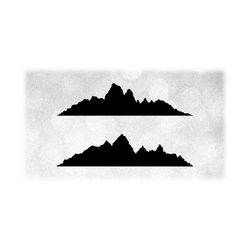 nature clipart: black silhouettes of natural horizon of mountain range scenes - inspired by rocky mountains - digital download svg & png