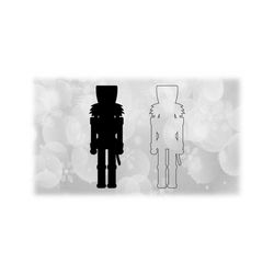 Holiday Clipart: Black Silhouette & Outline of Nutcracker, Palace Guard, Toy Soldier - Christmas Ballet - Digital Download Format SVG/PNG
