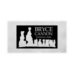 nature clipart: silhouette of bryce canyon national park w/ thors hammer & other rock formations cutout of black - digital download svg/png