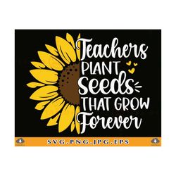 teachers plant seeds that grow forever svg, teacher gift svg, teacher sunflower svg, funny teacher shirt svg, cut files