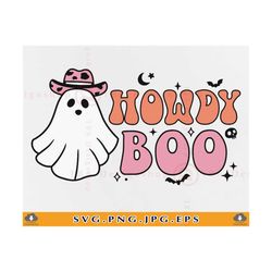 howdy boo svg, halloween western ghost svg, country halloween shirt svg, cute cowboy ghost, retro halloween, cut files f
