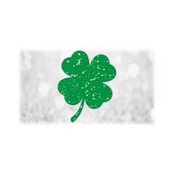 flower/nature clipart: distressed / grunge green solid four-leaf clover / shamrock - irish, saint patrick's day - digital download svg & png