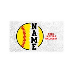 sports clipart: black / red / yellow half softball torn / tears / ripped split name frame - you add text - digital download svg png dxf pdf