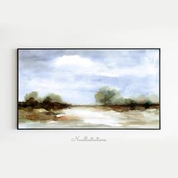 samsung frame tv summer field landscape watercolor, countryside downloadable, digital download art