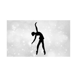 sports clipart: black ballerina silhouette in leaning back ballet dance pose, wearing ballet suit with skirt - digital download svg & png