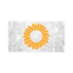 nature clipart: simple sunflower floral silhouette outline of yellow petals with hollow center to personalize - digital download svg & png