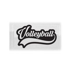 sports clipart: word 'volleyball' in decorative type w/ baseball style swoosh underline cutout of black outline - digital download svg & png