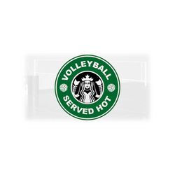 sports clipart: black/green 'volleyball served hot' with volleyballs - logo spoof inspired by coffee shop - digital download svg & png