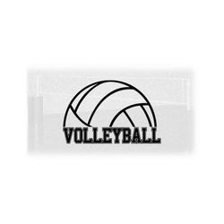 sports clipart: black bold half volleyball silhouette outline with word 'volleyball' in college style - digital download svg png dxf pdf