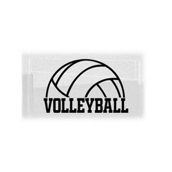 sports clipart: black half volleyball silhouette outline with word 'volleyball' in college type style - digital download svg png dxf pdf