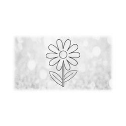 flower/nature clipart: simple easy black doodle daisy silhouette outline with petals and stem - flower design - digital download svg & png