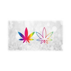 nature clipart: rainbow prism ombre fade marijuana leaf - cannabis, indica, hemp, ganja, weed, pot, hash - digital download svg & png