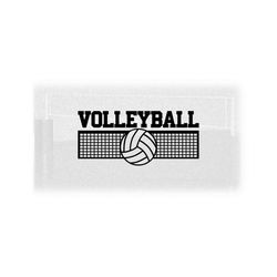 sports clipart: black net and large volleyball outline merged with and collegiate style word 'volleyball' - digital download svg png dxf pdf