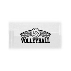 sports clipart: black arched net and volleyball outline merged above collegiate style word 'volleyball' - digital download svg png dxf pdf