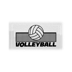sports clipart: black word 'volleyball' with net and large volleyball outline for players, teams, coaches - digital download svg png dxf pdf