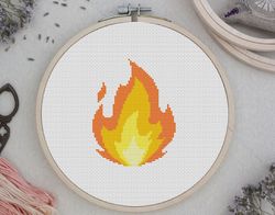 fire cross stitch pattern digital format pdf fire embroidery cross stitch flame modern cross stitch counted cross stitch