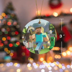 minecraft christmas ceramic ornament