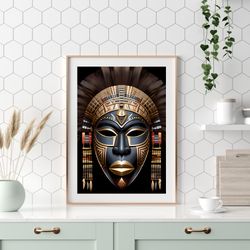 african mask printable wall art, ethnic and traditional african mask design1