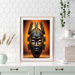 african mask printable wall art, ethnic and traditional african mask design2