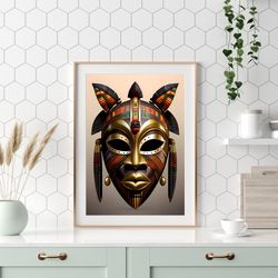 african mask printable wall art, ethnic and traditional african mask design3