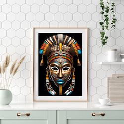 african mask printable wall art, ethnic and traditional african mask design4