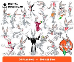 bundle layered svg, bugs bunny, catoons, digital download, clipart, png, svg, cricut