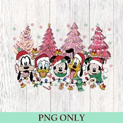 mickey & friends disney christmas png, pink christmas tree png, mickey's very merry christmas png, wdw disney christmas