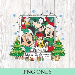 vintage mickey and friends checkered very merry christmas png, disney family christmas matching, wdw disney christmas