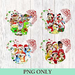 4pcs file disney christmas, bluey princess toy stoy mickey christmas png, disney christmas on main street digital png