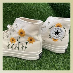 custom floral embroidered shoes, handmade embroidered converse, converse custom, converse wreath flower, custom flower c