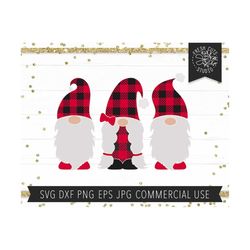 plaid gnomes svg cut files for cricut silhouette, instant download, girl gnome svg, gnomies svg, cute gnome clipart, red buffalo plaid gnome