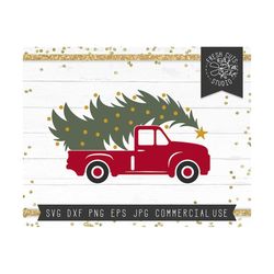 red christmas truck svg cut file for cricut instant download digital design, vintage christmas tree svg clipart, tree with ornaments svg dxf