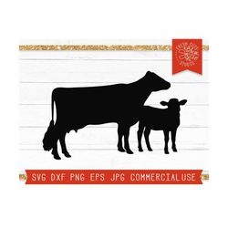 cow svg file, cow with calf svg, cow silhouette, calf silhouette, herd svg, baby cow svg, livestock svg, farmhouse svg, dairy cow svg dxf