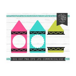 crayon svg, teacher monogram frame svg cut files, crayon clipart split frame cutting files for cricut, silhouette, colorful classroom decor