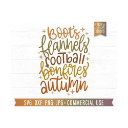 boots flannels football bonfires autumn svg fall quote cut file, cute autumn png sublimation digital download, football quote, cozy season