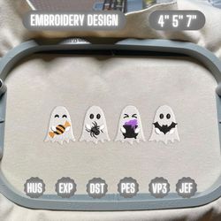 cute spooky vibes embroidery machine design, funny ghost embroidery machine design, spooky halloween vibes embroidery file