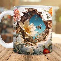 3d beach landscape mug wrap design, 3d white castle in the ocean mug wrap png, 3d mug design 11oz 15oz wrap 3d carved pn