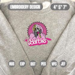 barbi movie embroidery machine design, barbi halloween embroidery file, spooky barbi emrboidery file, embroidery designs