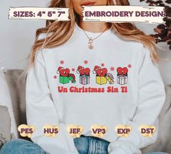 christmas embroidery designs, christmas bad bunny embroidery, una navidad sin ti, merry xmas embroidery files